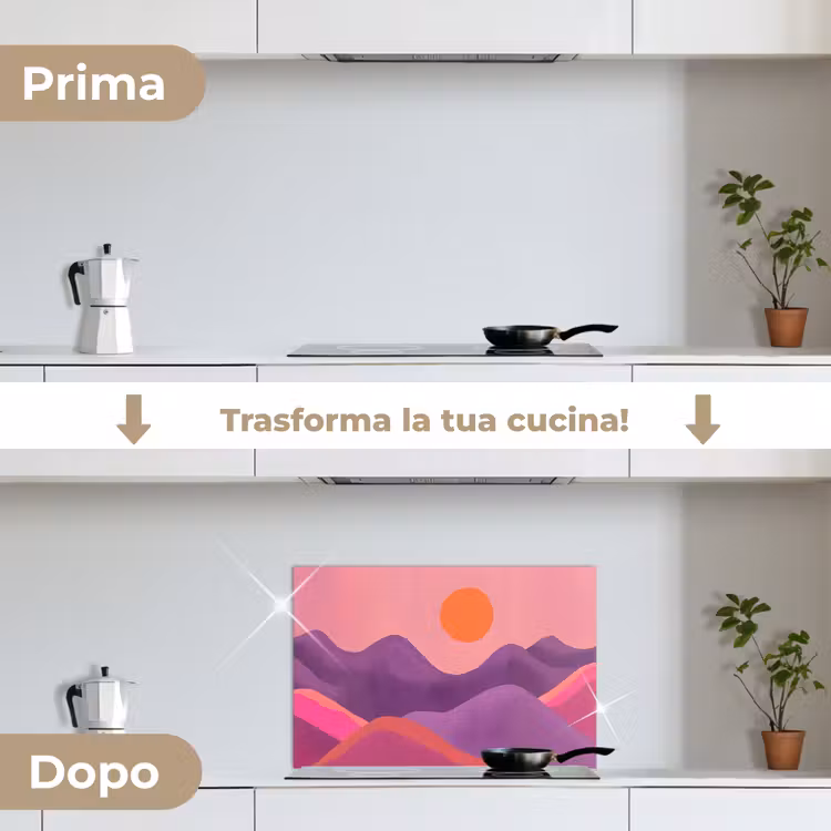 Paraschizzi cucina - Sole - Colline - Viola - Astratto — 7