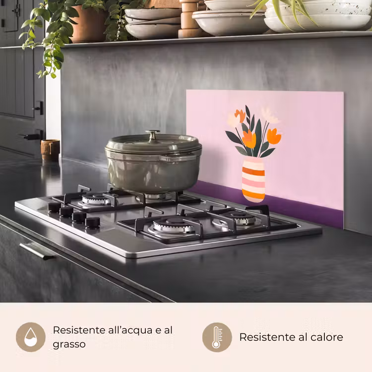 Paraschizzi cucina - Tulipani - Vaso - Strisce - Viola — 2