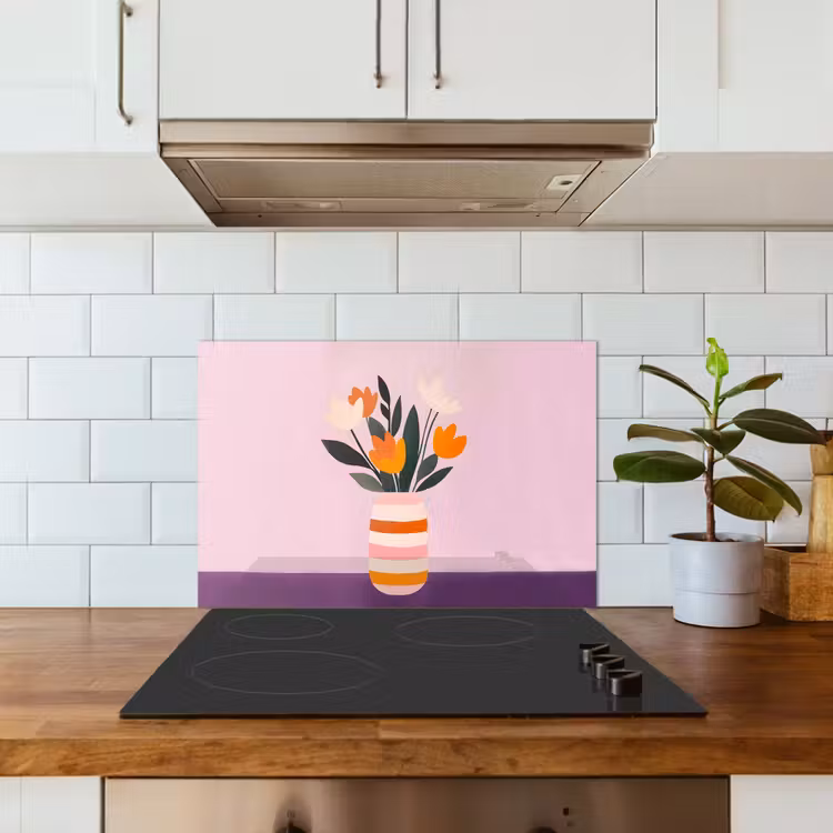 Paraschizzi cucina - Tulipani - Vaso - Strisce - Viola — 3