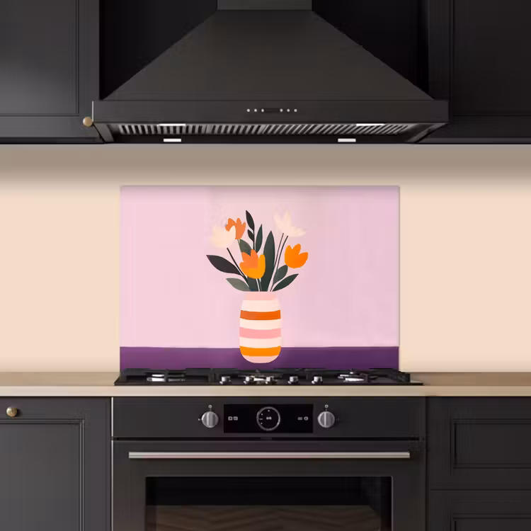 Paraschizzi cucina - Tulipani - Vaso - Strisce - Viola — 5