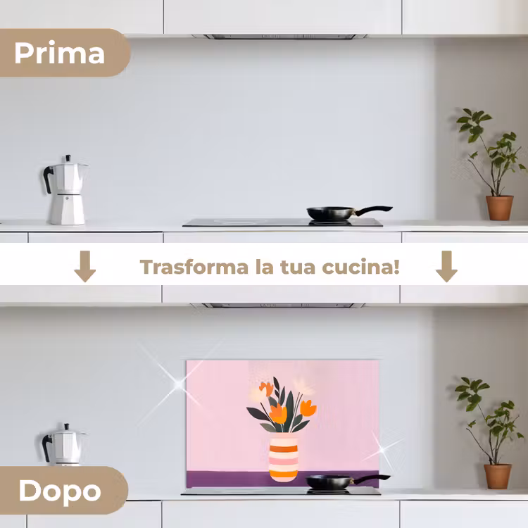 Paraschizzi cucina - Tulipani - Vaso - Strisce - Viola — 7