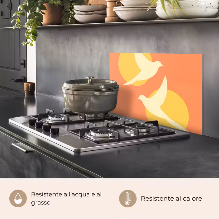 Paraschizzi cucina - Uccelli - Cerchi - Giallo — 2