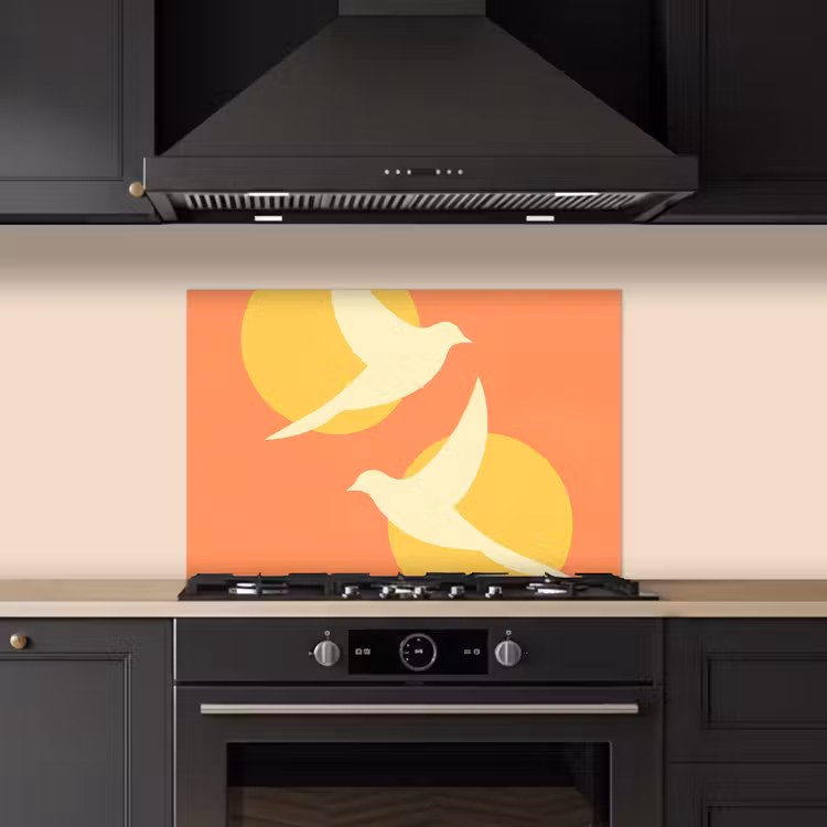 Paraschizzi cucina - Uccelli - Cerchi - Giallo — 5