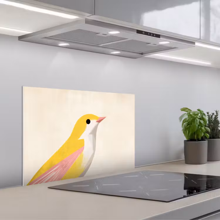 Paraschizzi cucina - Uccello - Minimalista - Giallo — 1