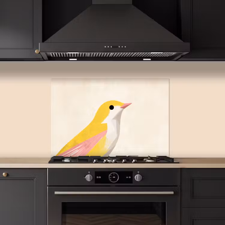 Paraschizzi cucina - Uccello - Minimalista - Giallo — 5