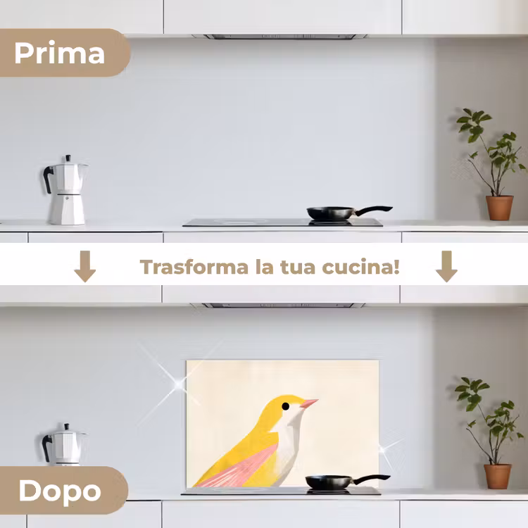 Paraschizzi cucina - Uccello - Minimalista - Giallo — 7