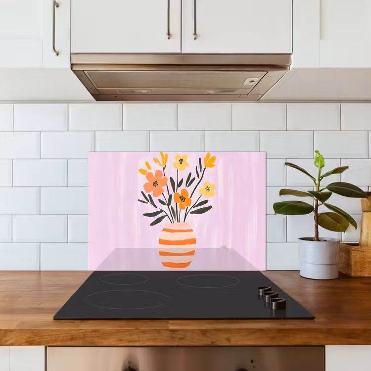 Paraschizzi cucina - Vaso - A righe - Fiori - Arancione — 3
