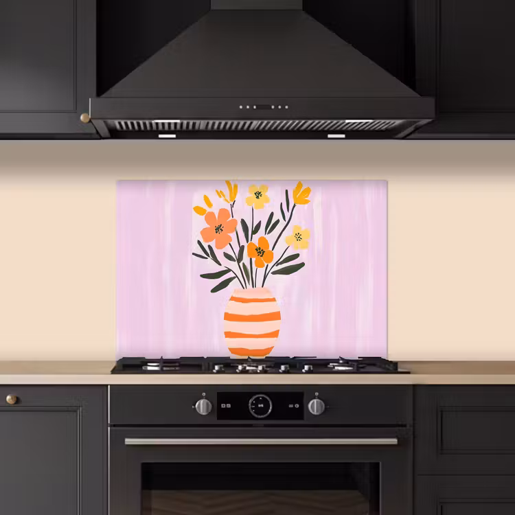 Paraschizzi cucina - Vaso - A righe - Fiori - Arancione — 5