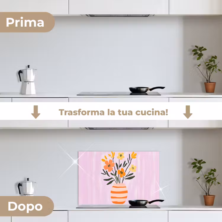 Paraschizzi cucina - Vaso - A righe - Fiori - Arancione — 7
