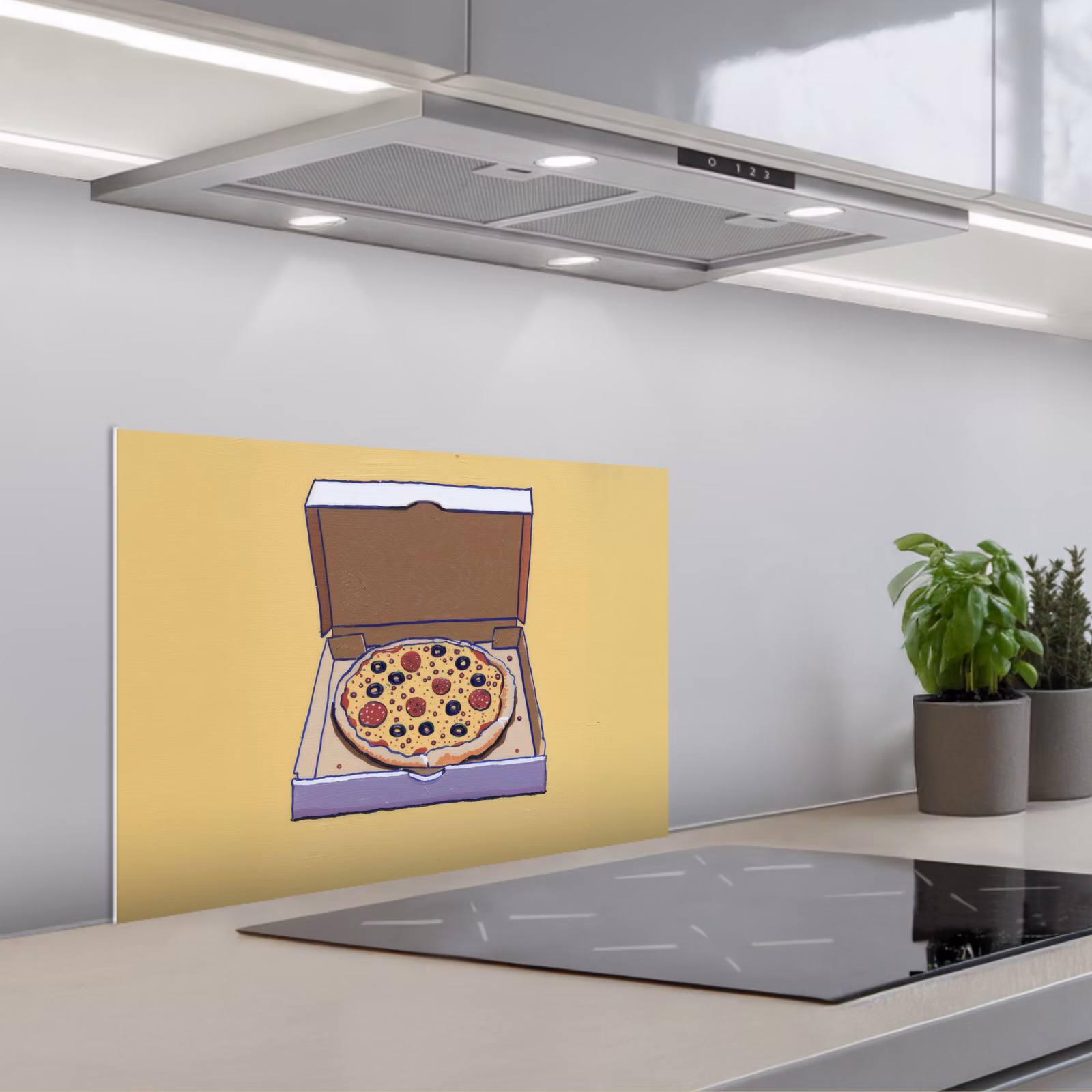 Paraschizzi cucina - Pizza - Scatola - Salame - Illustrazione — 1
