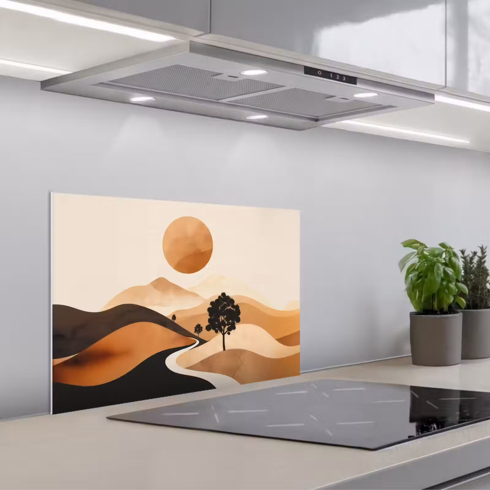 Paraschizzi cucina - Sole - Colline - Albero - Astratto — 1