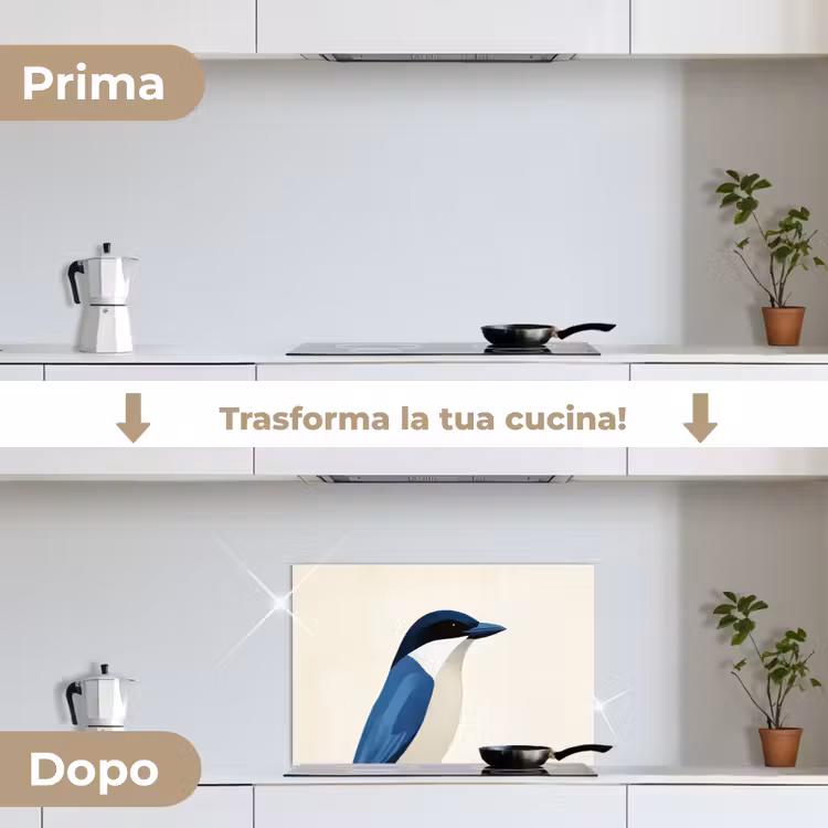 Paraschizzi cucina - Illustrazione - Blu - Uccello — 7