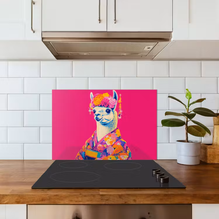 Paraschizzi cucina - Lama - Kimono - Corona di fiori - Rosa brillante — 3
