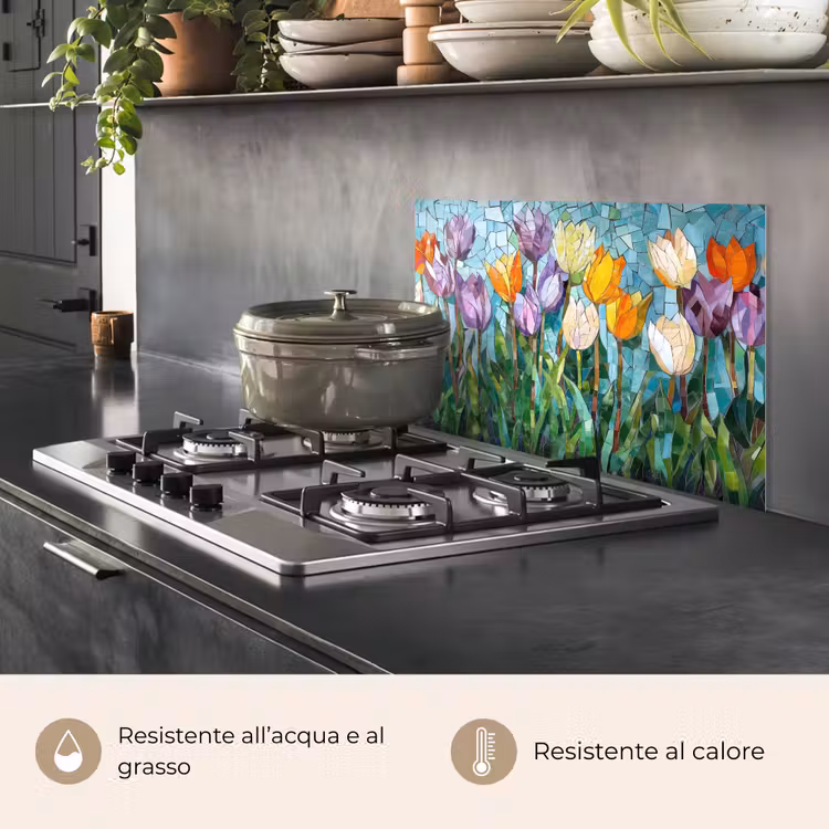 Paraschizzi cucina - Mosaico - Campo - Tulipani - Colorato — 2