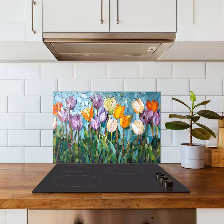 Paraschizzi cucina - Mosaico - Campo - Tulipani - Colorato — 3