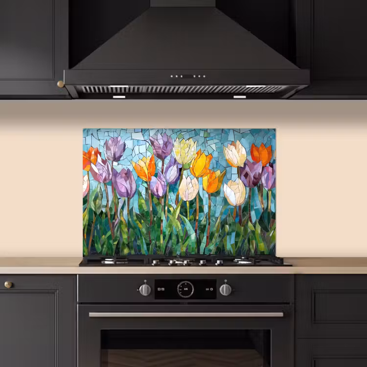 Paraschizzi cucina - Mosaico - Campo - Tulipani - Colorato — 5