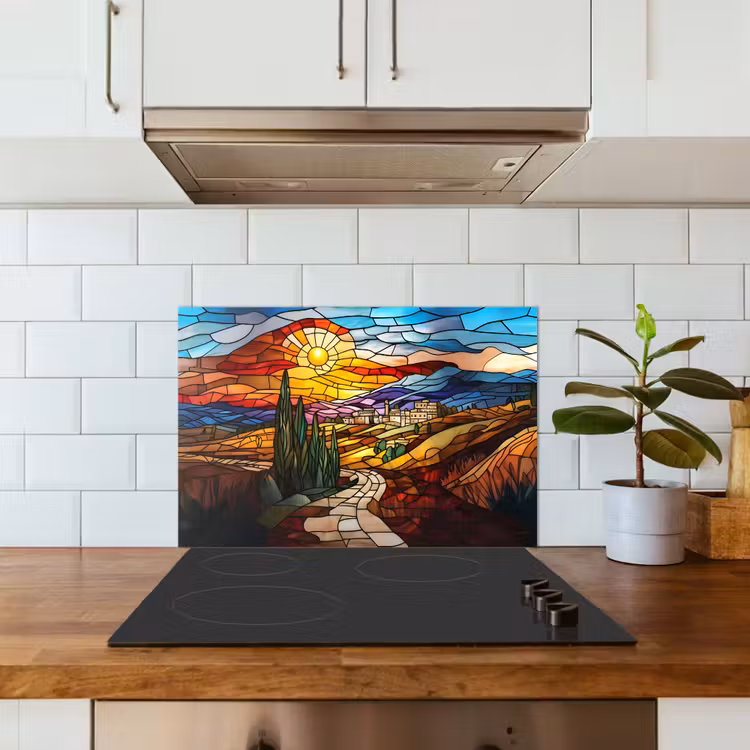 Paraschizzi cucina - Mosaico - Sole - Paesaggio - Villaggio — 3