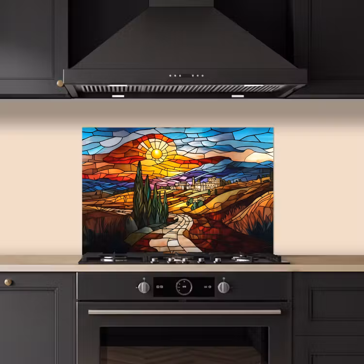 Paraschizzi cucina - Mosaico - Sole - Paesaggio - Villaggio — 5