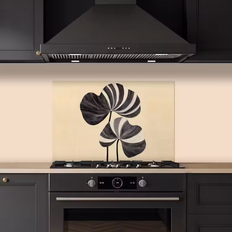 Paraschizzi cucina - Nero - Foglie - Strisce - Minimalista — 5