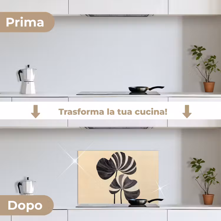 Paraschizzi cucina - Nero - Foglie - Strisce - Minimalista — 7