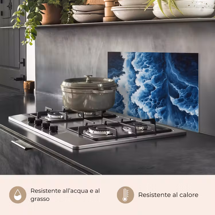 Paraschizzi cucina - Onde - Blu - Schiuma — 2