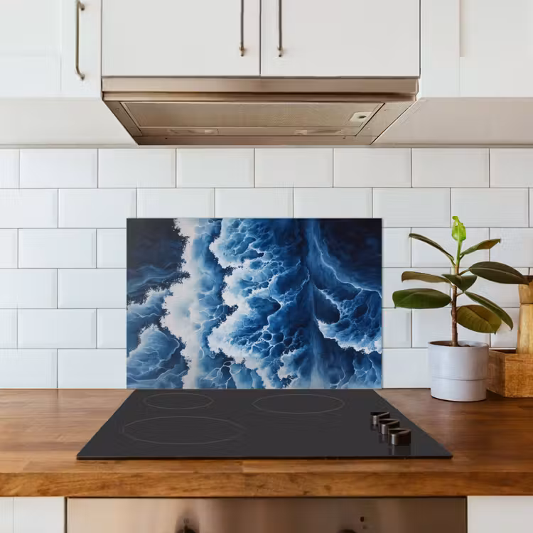 Paraschizzi cucina - Onde - Blu - Schiuma — 3