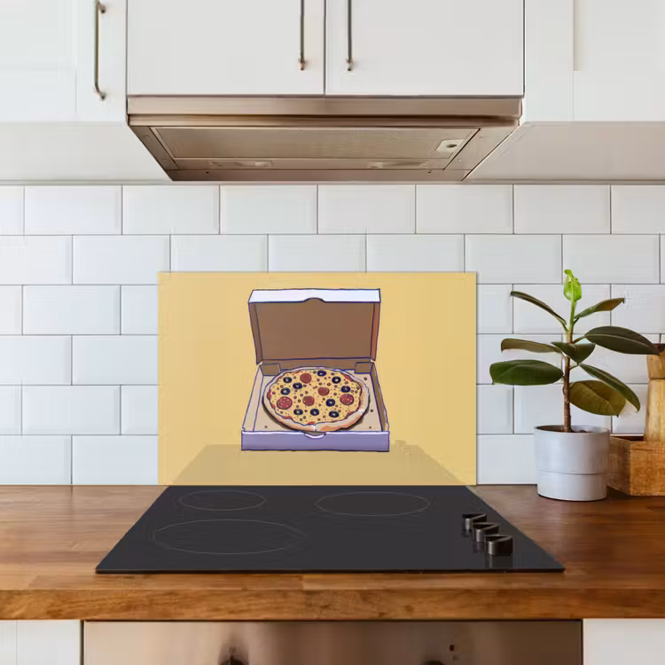 Paraschizzi cucina - Pizza - Scatola - Salame - Illustrazione — 3
