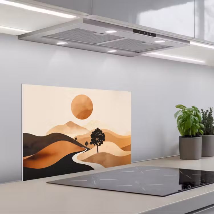 Paraschizzi cucina - Sole - Colline - Albero - Astratto — 1