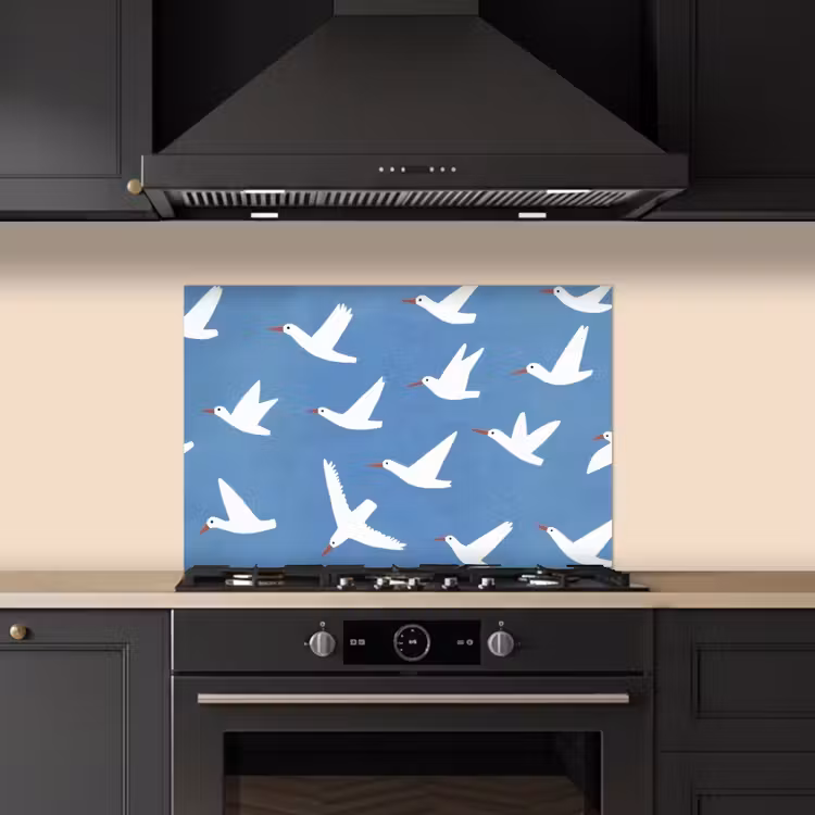 Paraschizzi cucina - Uccelli - Bianco - Motivo — 5