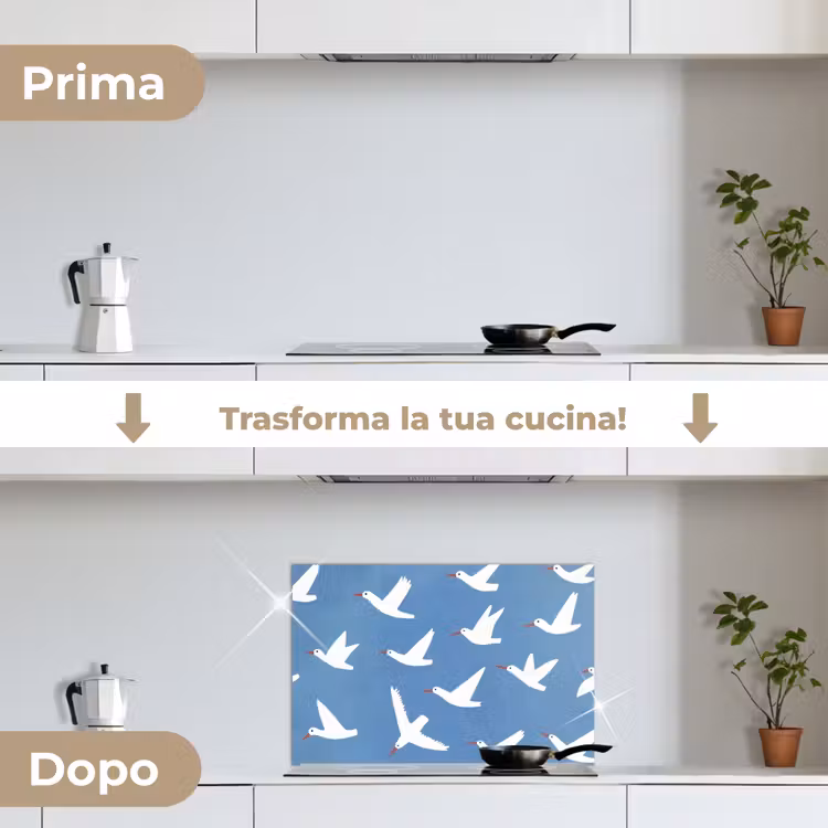 Paraschizzi cucina - Uccelli - Bianco - Motivo — 7