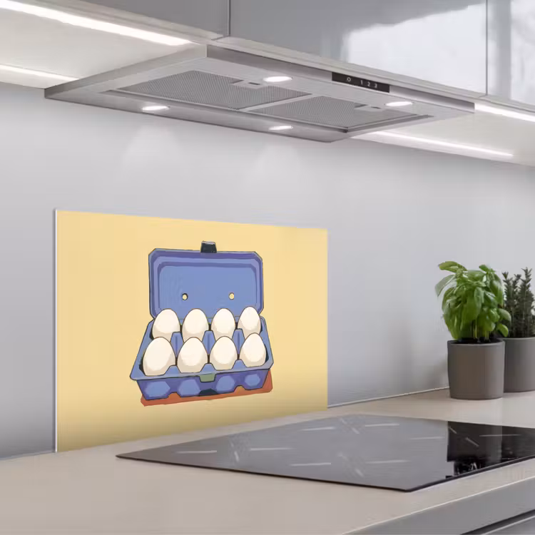 Paraschizzi cucina - Uova - Scatola - Minimalista - Blu — 1