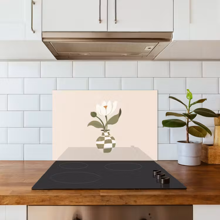 Paraschizzi cucina - Vaso - A scacchi - Fiore - Verde — 3