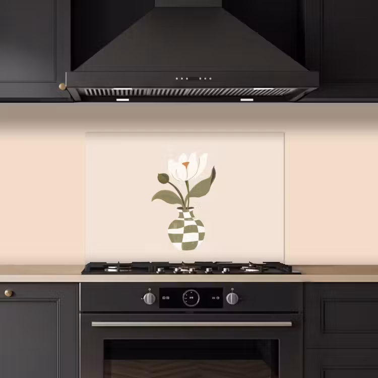 Paraschizzi cucina - Vaso - A scacchi - Fiore - Verde — 5