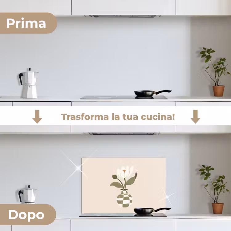 Paraschizzi cucina - Vaso - A scacchi - Fiore - Verde — 7