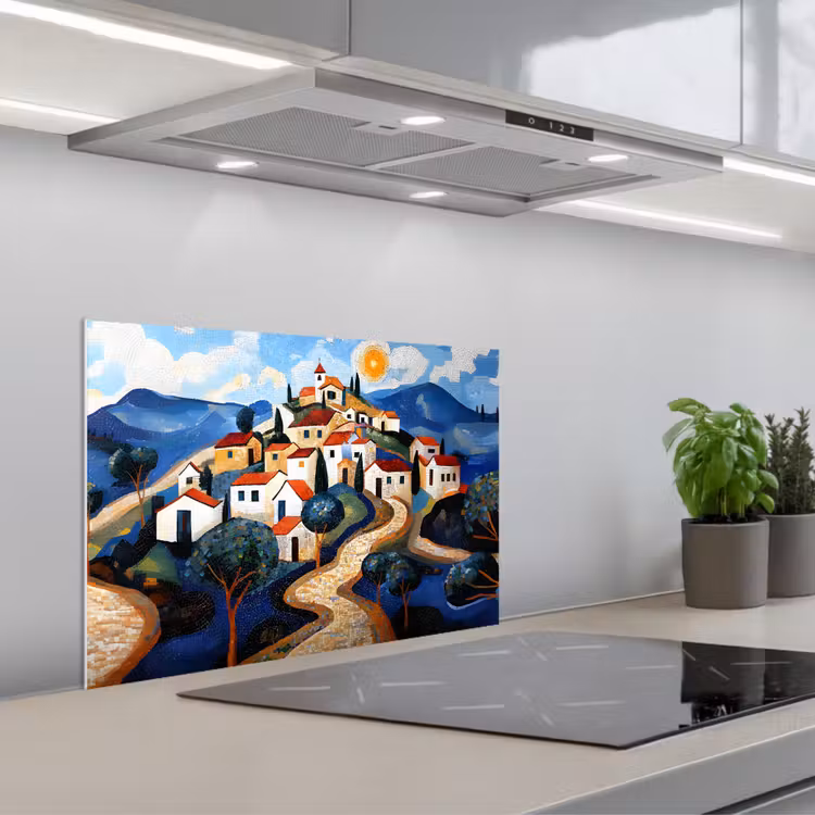 Paraschizzi cucina - Villaggio - Collina - Sole - Mosaico — 1