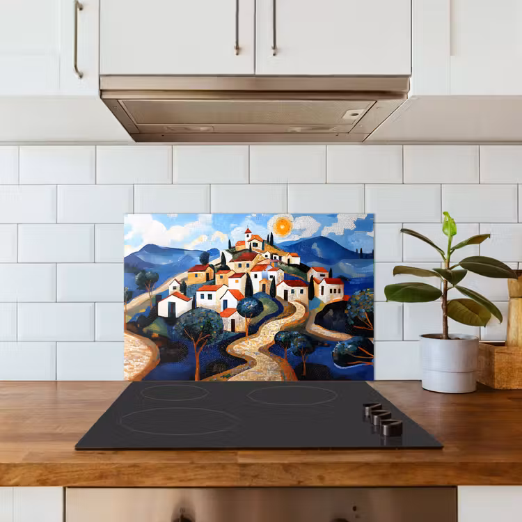 Paraschizzi cucina - Villaggio - Collina - Sole - Mosaico — 3