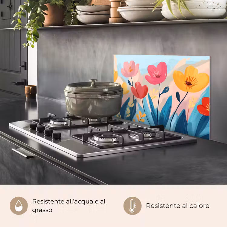 Paraschizzi cucina - Illustrazione - Fiori - Colorati — 2