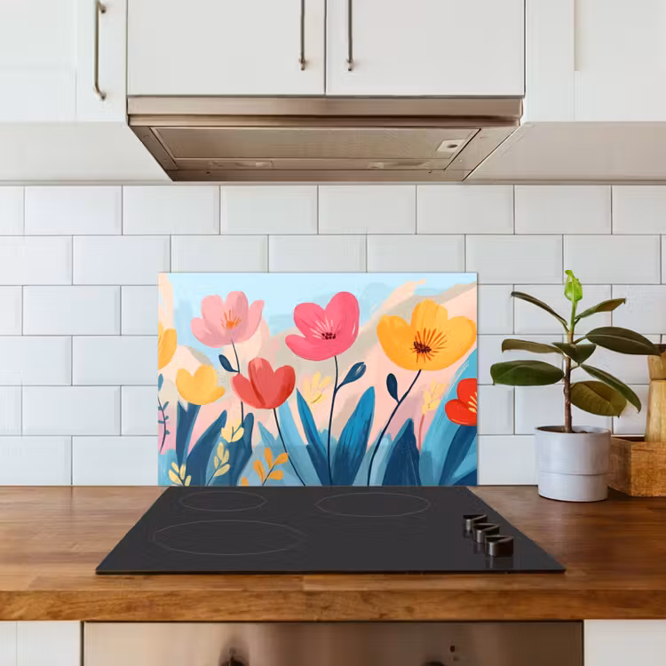 Paraschizzi cucina - Illustrazione - Fiori - Colorati — 3