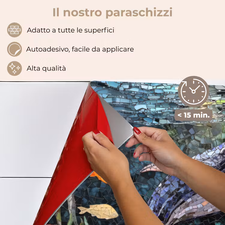 Paraschizzi cucina - Mosaico - Balena - Corallo - Acqua — 4