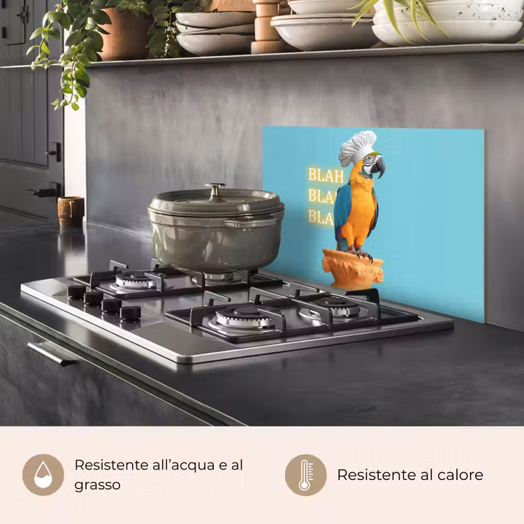 Paraschizzi cucina - Pappagallo - Cappello da cuoco - Citazione - Neon — 2