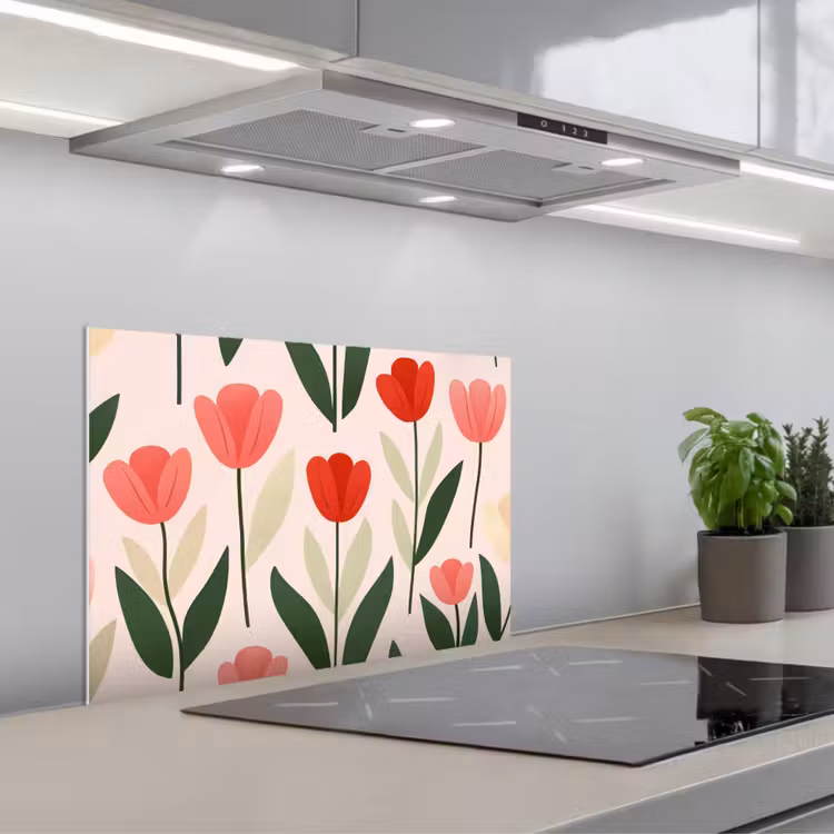 Paraschizzi cucina - Tulipani - Moderni - Rosa — 1