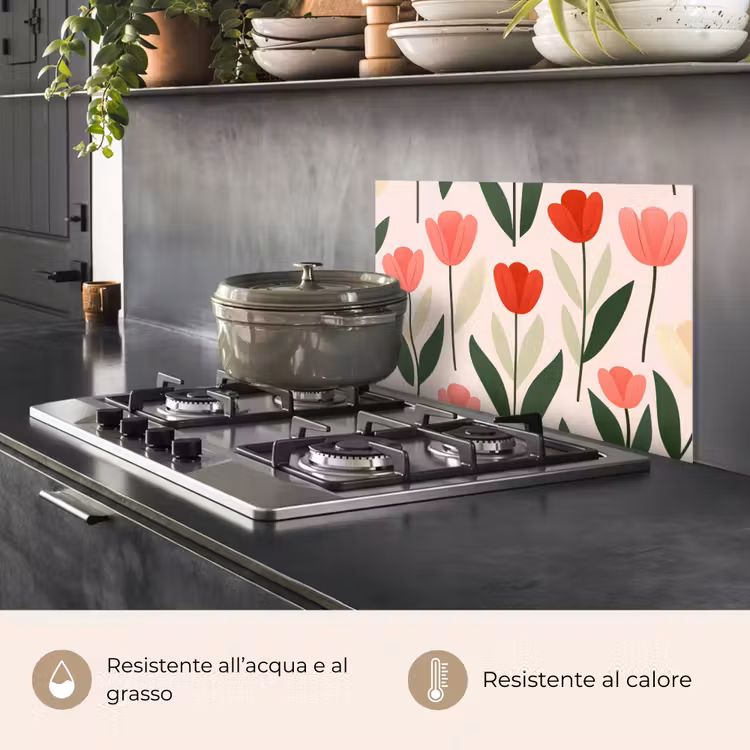 Paraschizzi cucina - Tulipani - Moderni - Rosa — 2