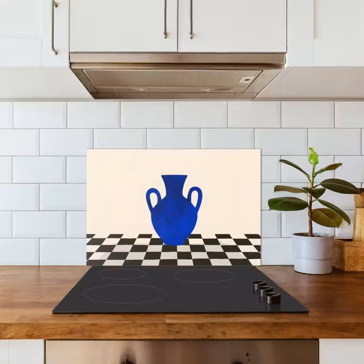 Paraschizzi cucina - Vaso - Blu - Bloccato - Moderno — 3