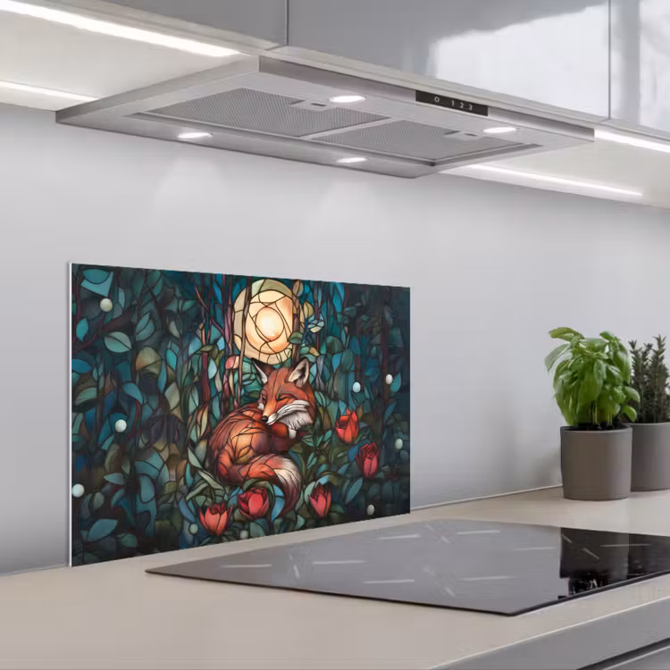 Paraschizzi cucina - Volpe - Mosaico - Foresta - Luna — 1