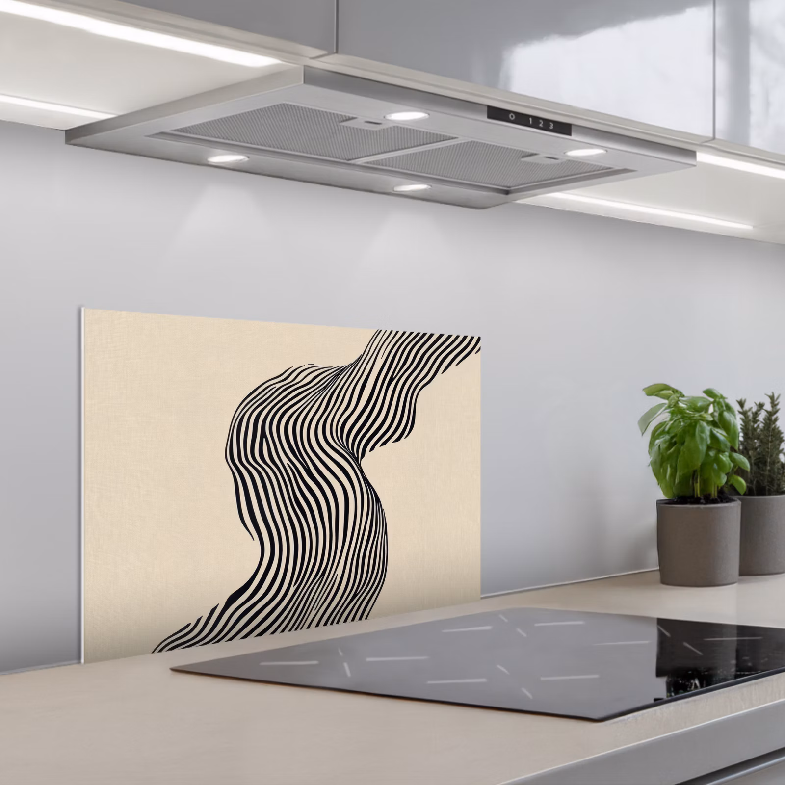Paraschizzi cucina - Ondulato - Linee - Astratto - Silhouette — 1