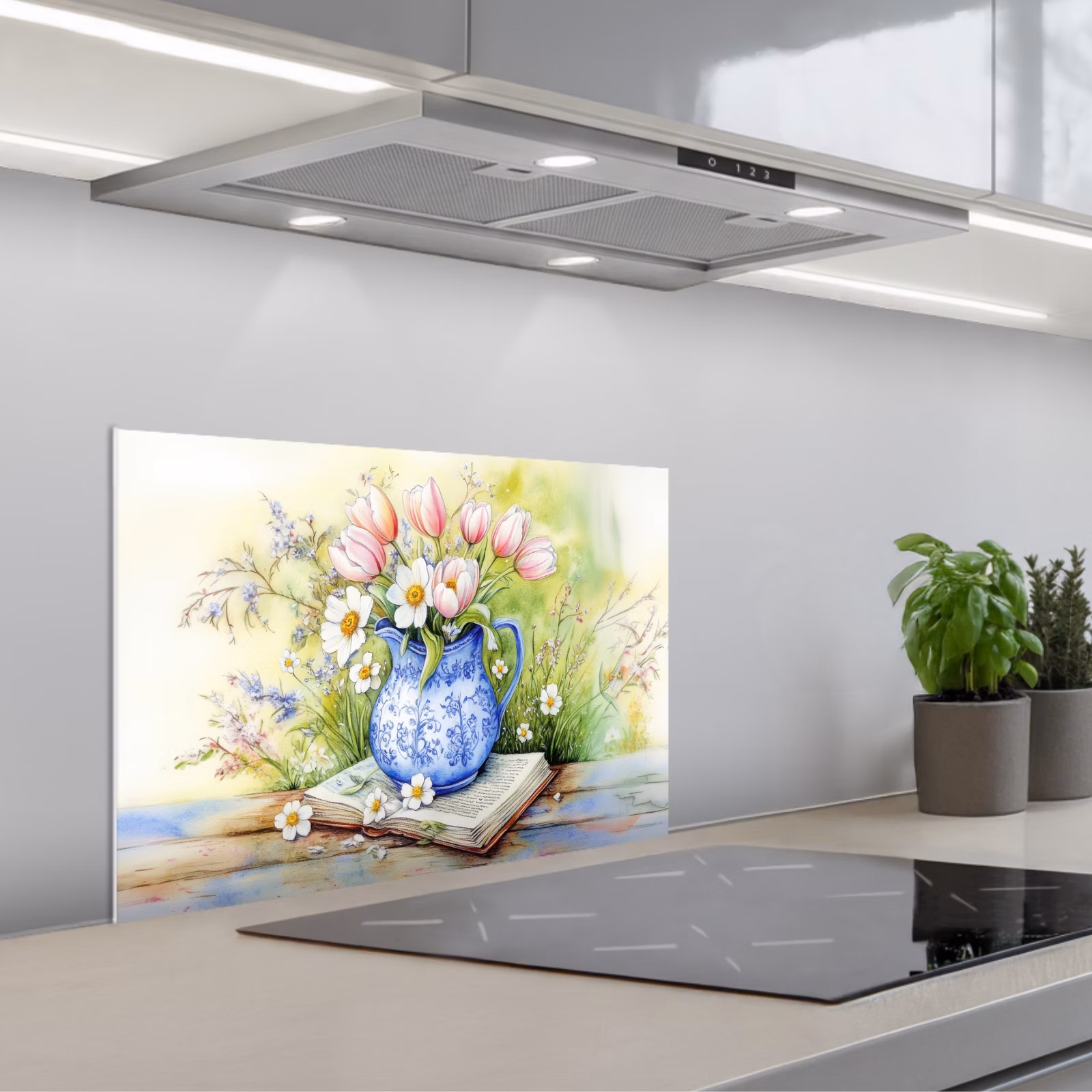 Paraschizzi cucina - Vaso - Blu Delft - Margherite — 1
