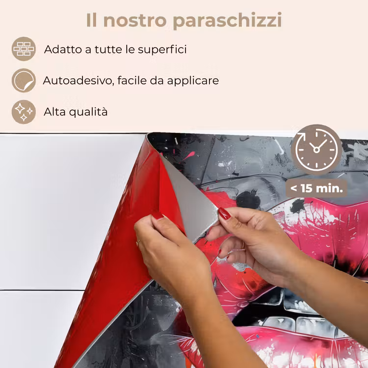 Paraschizzi cucina - Labbra - Rosa acceso - Graffiti - Strisce di vernice — 4