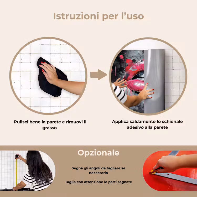 Paraschizzi cucina - Labbra - Rosa acceso - Graffiti - Strisce di vernice — 6