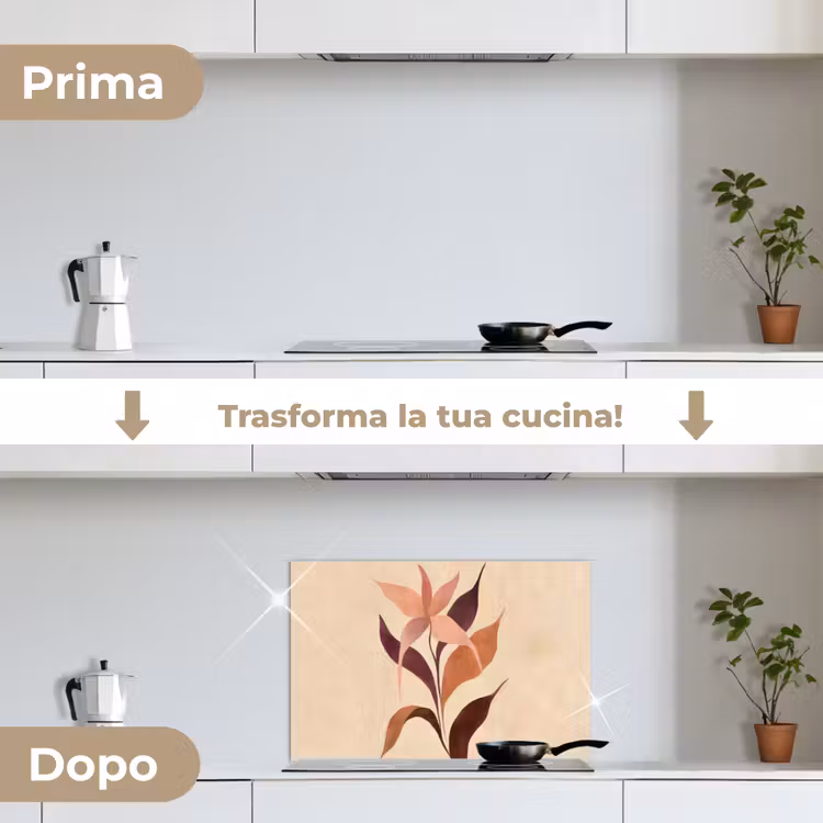 Paraschizzi cucina - Minimalista - Fiore - Foglie - Beige — 7