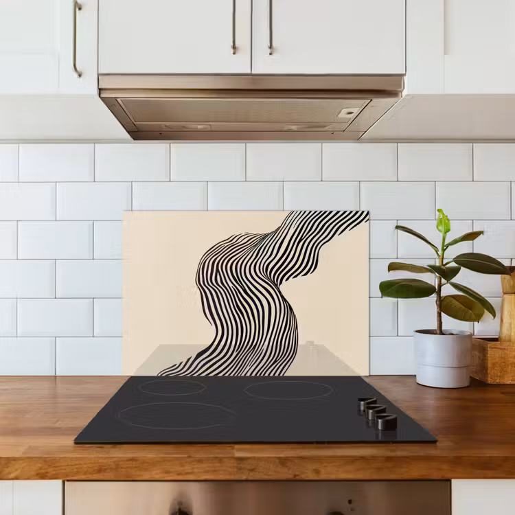 Paraschizzi cucina - Ondulato - Linee - Astratto - Silhouette — 3